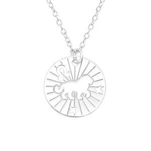 Sterling Silver Leo Laser Cutout Necklace